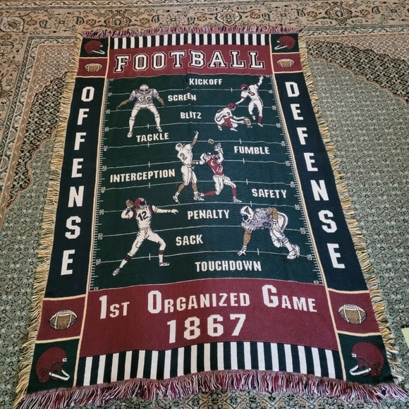 VTG Football Carpet "1st Organized Game 1867" Green Red Sport USA Athletic - Picture 1 of 12
